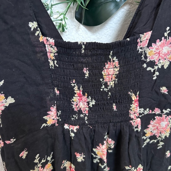 Free People Women's size 0 Black Sea Glass Floral Maxi Dress Lined Boho Flowy - Picture 10 of 16